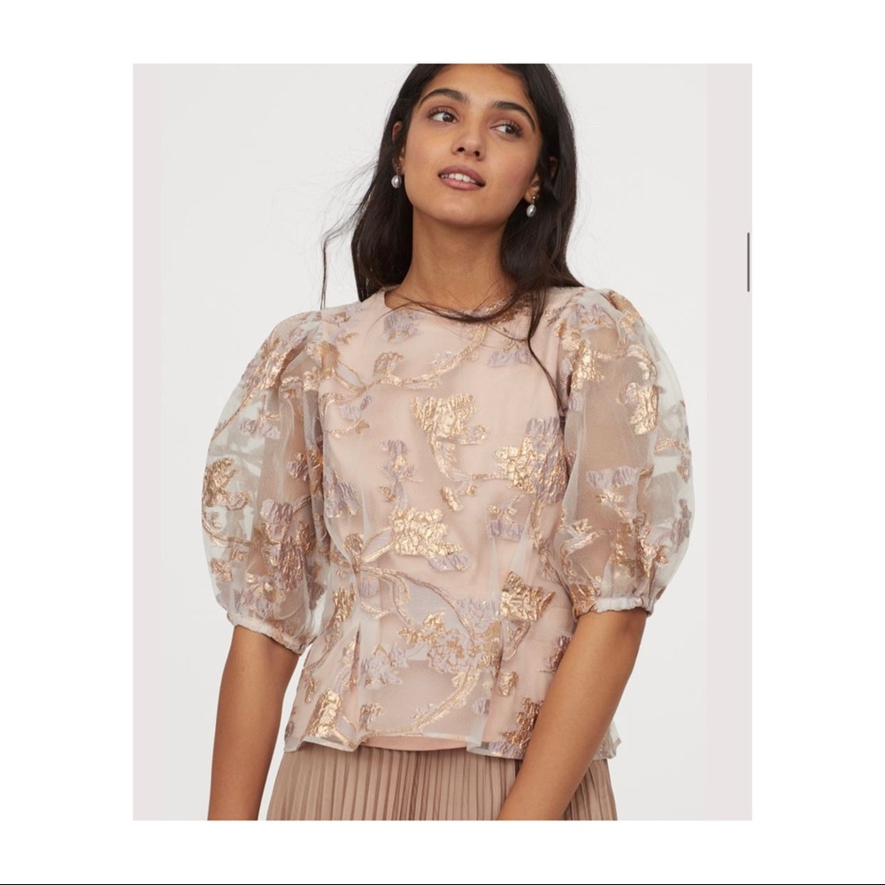 H&M organza gold blouse